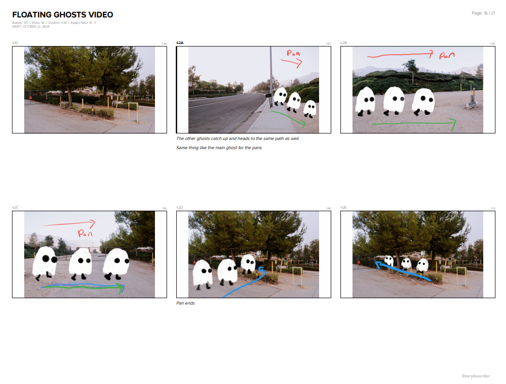 Storyboard for Floating Ghosts (Time To Leave)